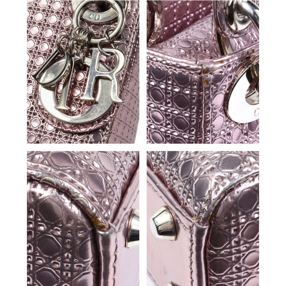 Christian Dior Lady Dior Micro Cannage Mini 2WAY Bag Leather Metallic Pink - Picture 6 of 10